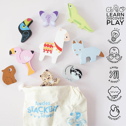 Le Toy Van Andes Torre apilable de animales de madera, juguetes educ