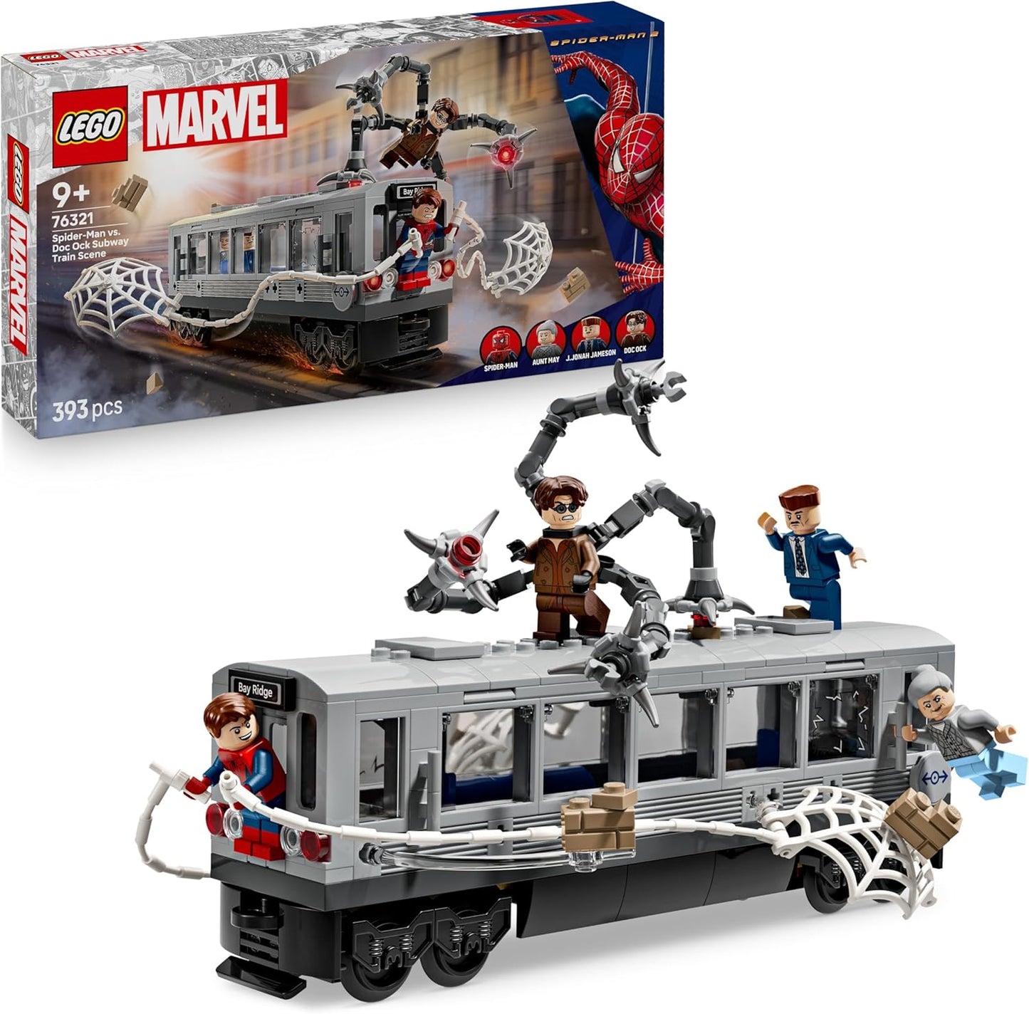 LEGO ǀ Marvel Spider-Man vs. Doc Ock - Cena do Trem do Metrô - Brinquedo para Brincar e Exibir com 4 Minifiguras - Presente Colecionável de Super-Herói para Meninos a partir de 9 Anos e Fãs de Filmes - 76321