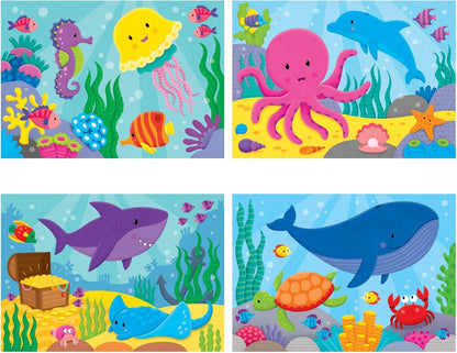 Galt, 4 quebra-cabeças em uma caixa - Oceano, quebra-cabeças para crianças, quebra-cabeças de 4, 6, 8 e 12 peças, a partir de 18 meses