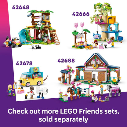 LEGO Friends Padaria de Petiscos para Cães - Loja de Brinquedos com 2 Mini Bonecas, 4 Figuras de Animais, Caixa de Transporte para Animais de Estimação e Acessórios de Comida de Brinquedo - Ideia de Presente de Aniversário para Meninas,