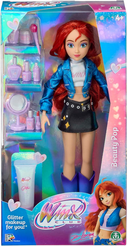 Clube Winx Boneca Bloom do Beauty Pop com Roupa de Show Fashion e Gel com Glitter – Boneca Fada Totalmente Articulada com Acessórios de Beleza – Brinquedo Oficial para Meninas – A partir de 4 Anos