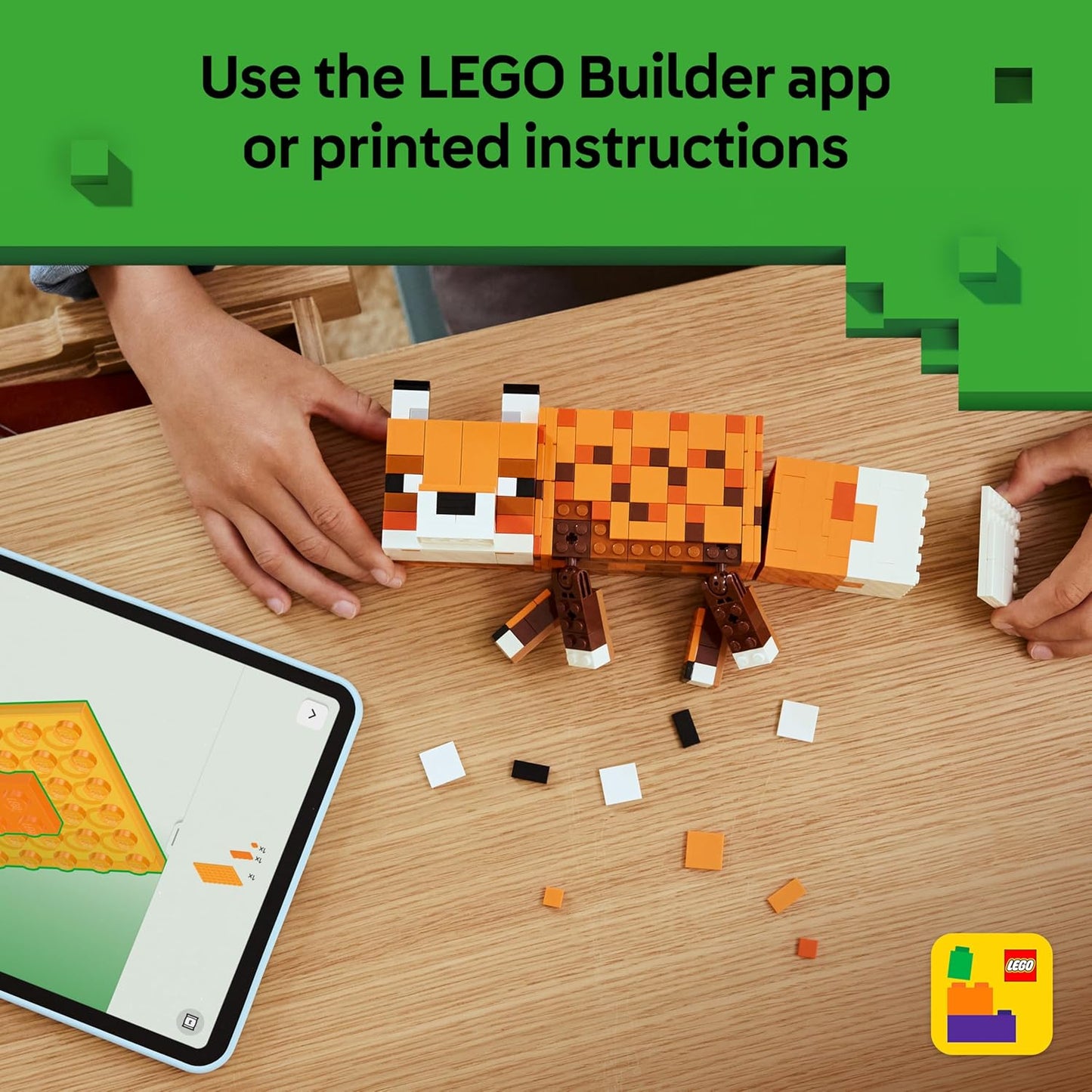 LEGO Minecraft Raposa de Brinquedo - Quebra-cabeça 3D com Acessórios - Decoração DIY para Quarto ou Sala de Jogos - Ideia de Presente de Aniversário para Meninos, Meninas e Fãs a partir de 10 Anos - 21588