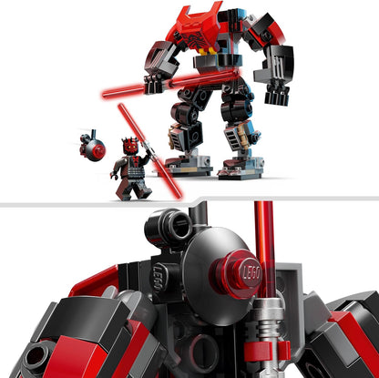 LEGO Star Wars: The Clone Wars Darth Maul, brinquedo de construção robô para meninos, meninas, fãs e amantes da fantasia a partir de 6 anos, ideia de presente para crianças, inclui um grande sabre de luz vermelho de lâmina dupla 75411