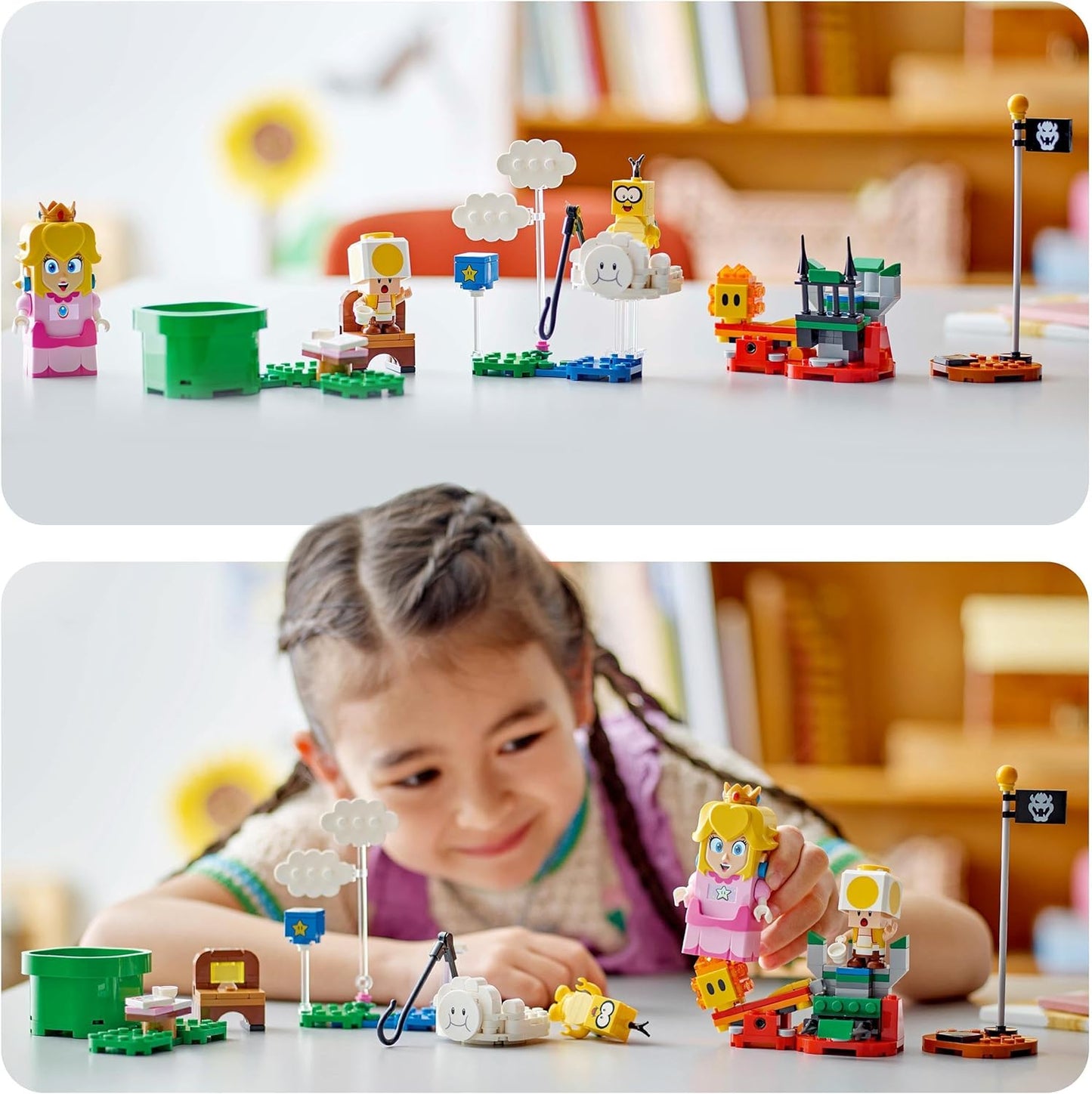 LEGO Super Mario Adventures com pêssego interativo, conjunto de brinquedos de princesa para crianças, figura de sapo amarelo, presente Nintendo para meninas, meninos e jogadores de 6 anos ou mais,
