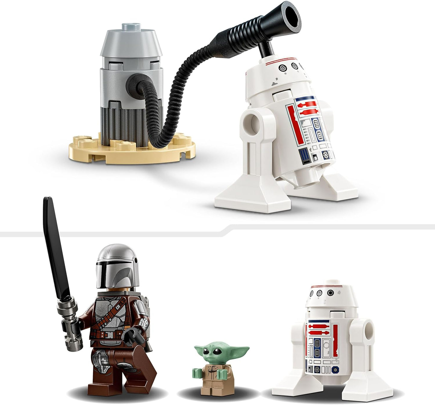 LEGO Star Wars 75410 Brinquedo de construção do Starfighter N-1 de Mando e Grogu com a minifugura Mandaloriana, figuras de Grogu e R5-D4, além de uma estação de abastecimento construída em tijolos