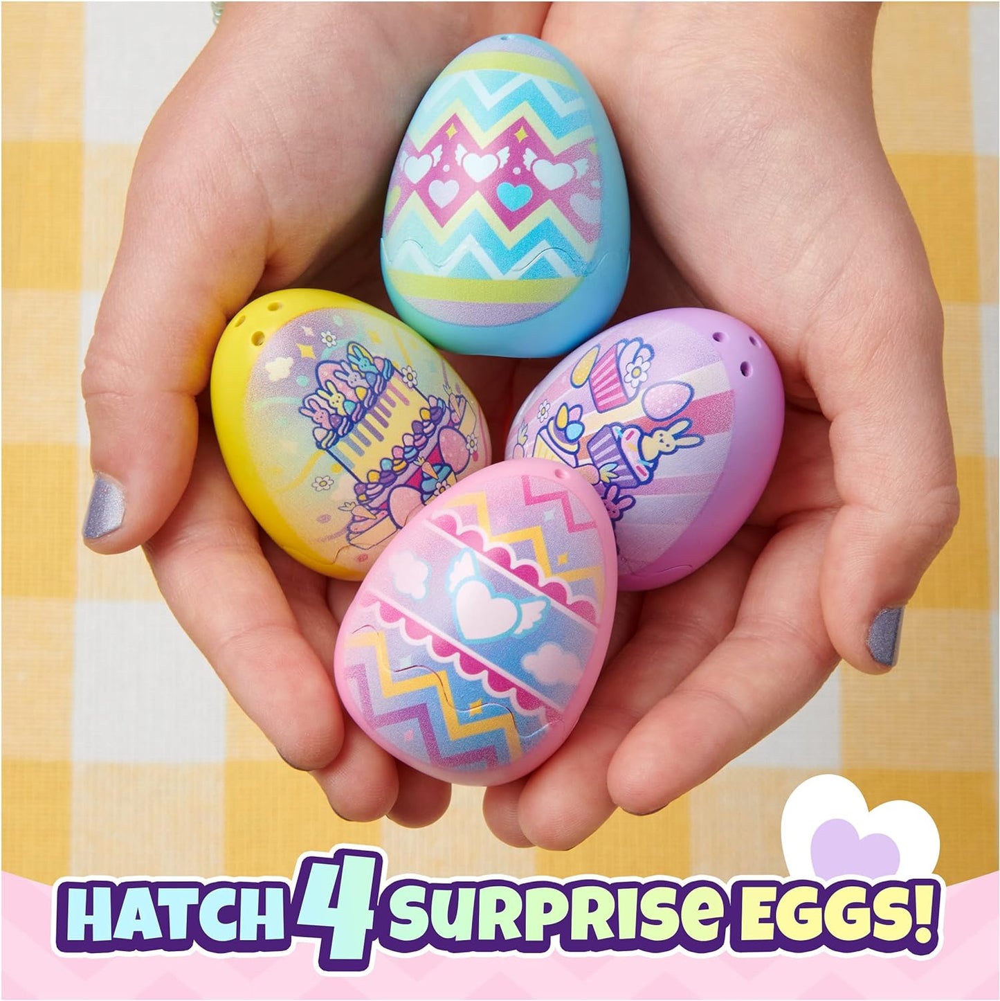 HATCHIMALS CollEGGtibles, Bunny Family Spring Basket (dourado/rosa) com 6 personagens, edição 2023, Spring Toy, brinquedos infantis para meninas a partir de 5 anos