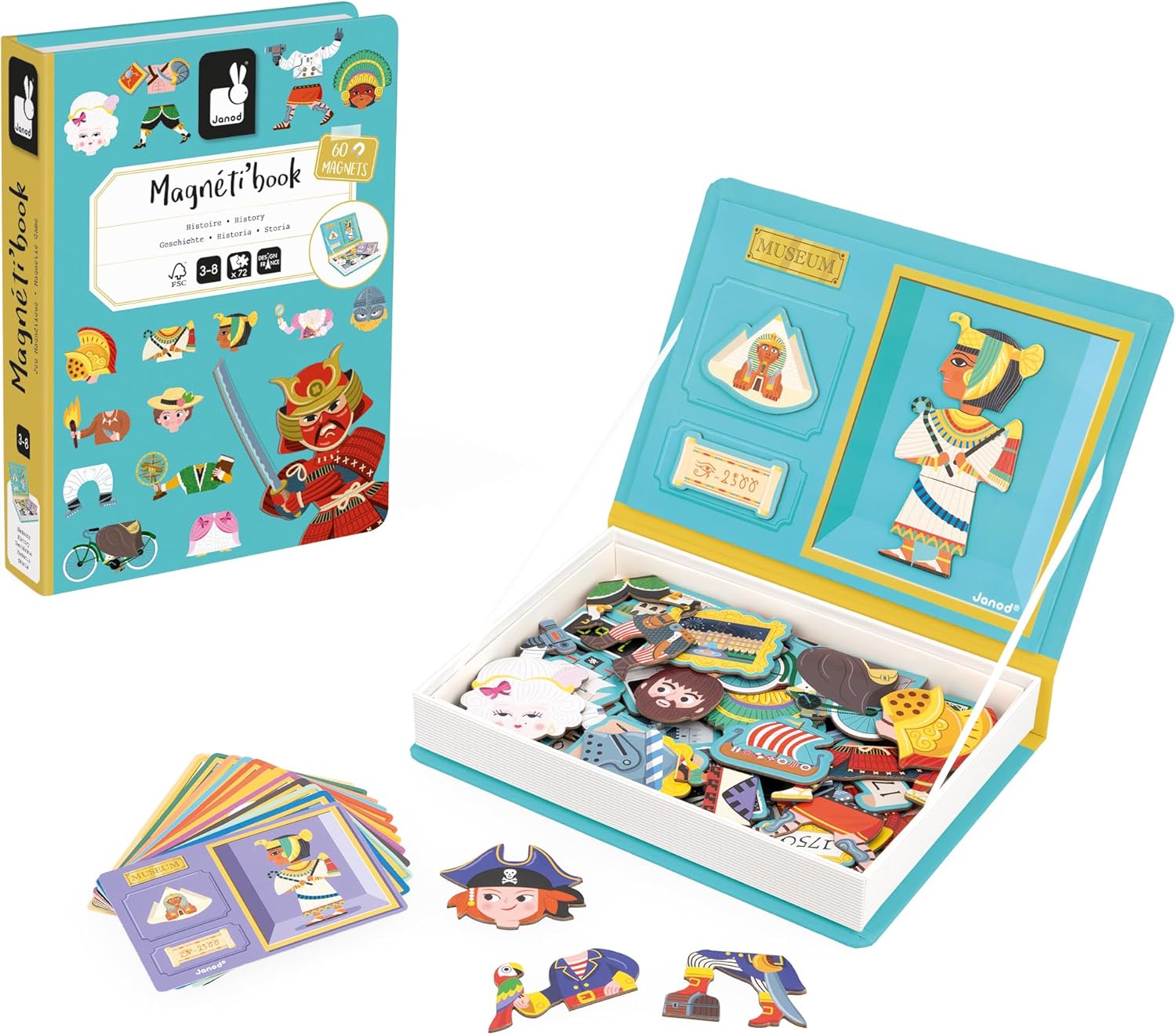 JUNA　洋書コレクション 6冊セット Janod - Magnéti'Book History - Jogo educativo de 60 ímãs com 12 cartas