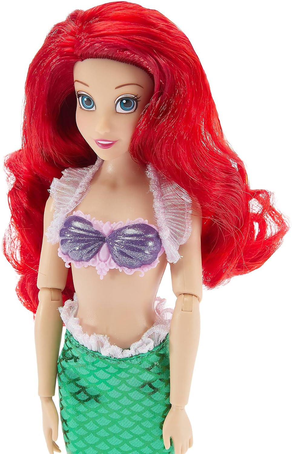 Disney Boneca Clássica Oficial da Ariel da Store para Crianças, A Pequena Sereia, 30 cm, Brinquedo Totalmente Articulado com Cauda de Sereia Brilhante, Cabelo Vermelho Vibrante e Amigo Personagem Surpresa – Indicado para Maiores de 3 Anos