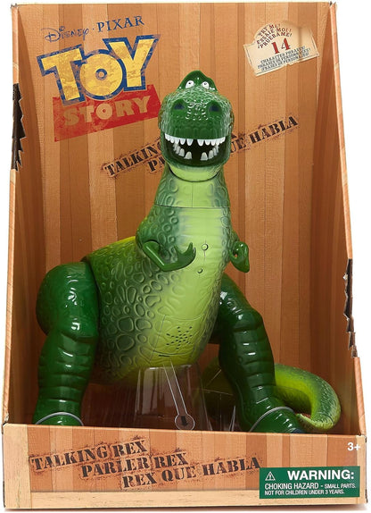 Disney Boneco de ação interativo e falante do Rex, oficial da Store, do filme Toy Story da Pixar, 34 cm/13 polegadas. Brinquedo T-Rex com mais de 15 frases em inglês, interage com outros personagens, para crianças a partir de 3 anos.