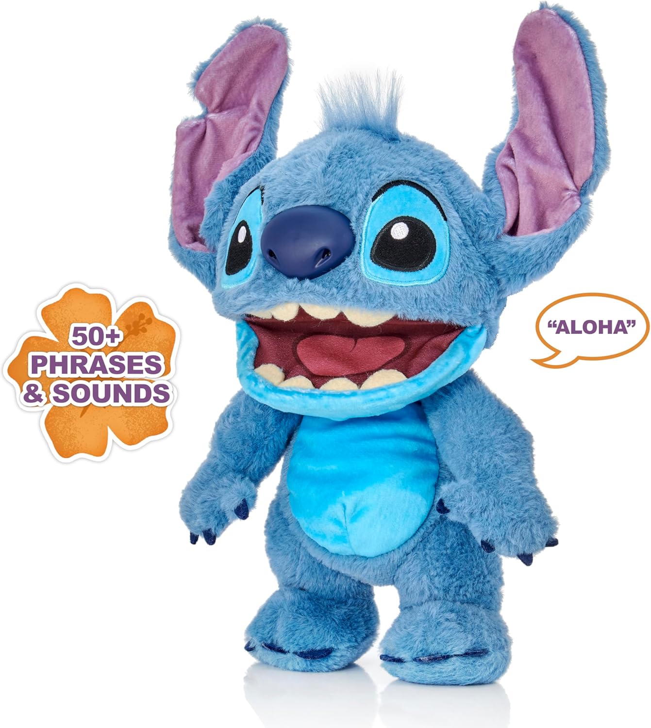 WOW! STUFF Disney Chatty Stitch Deluxe, Puppetronic Stitch, Marionete Animatrônica, Mais de 50 combinações de ação e som, 30 cm/12 polegadas de altura, Idades de 6 a adulto, Azul
