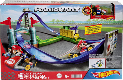 Hot Wheels Conjunto de Pista Mario Kart Circuit Slam com Veículo Mario Kart, Brinquedo Inspirado no Videogame para Crianças e Fãs a partir de 3 Anos, HGK59