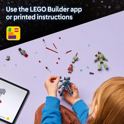 LEGO ǀ Marvel Homem de Ferro e Máquina de Combate vs. Drones Hammer - Brinquedo de Construção com 2 Minifiguras e 2 Figuras de Ação com Disparadores de Peças - Presente de Super-Herói para Meninos a partir de 7 Anos - 76320