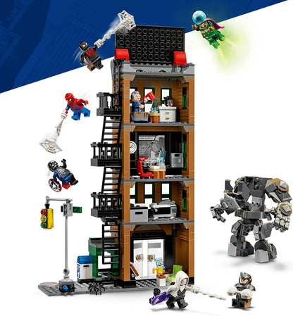 LEGO | Marvel Homem-Aranha vs. Mysterio: Prédio do Clarim Diário - Brinquedo de Super-Herói com Figura de Ação Mecânica e 7 Minifiguras - Presente de Aniversário para Meninos a partir de 10 Anos e Fãs do Filme - 76342