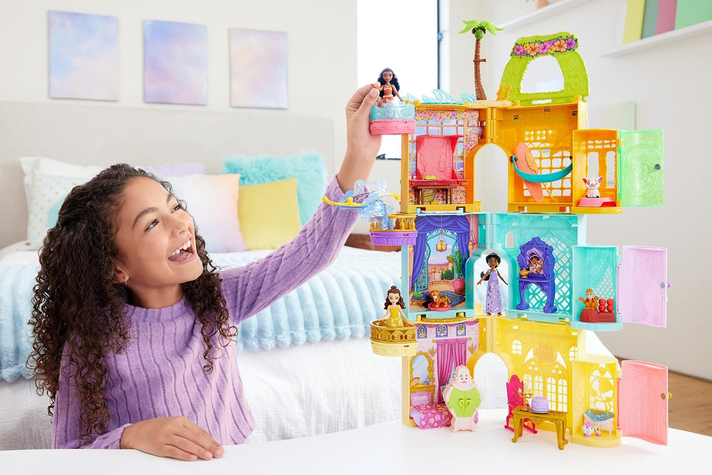 Mattel Disney Princess ou Villains – Torre e Mini Boneca (Personagem pode variar) | Inclui mini boneca surpresa e conjunto de brinquedo "Storytime Stackers" (Torre) com 3 a 4 acessórios, inspirado nos filmes – JBL46