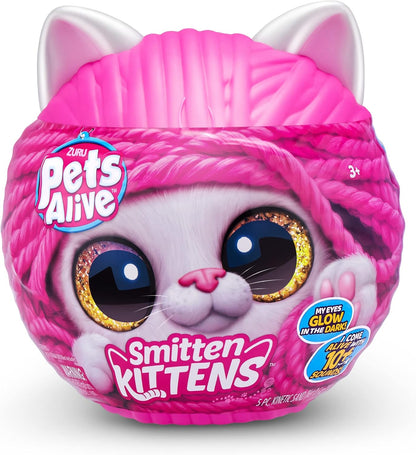 Pets Alive Smitten Kittens Lucky, Gatinho de Pelúcia Surpresa, Pelúcias Ultra Macias, Brinquedos Interativos para Animais de Estimação, Gatinho de Estimação Eletrônico, Idades 3+ (Lucky)