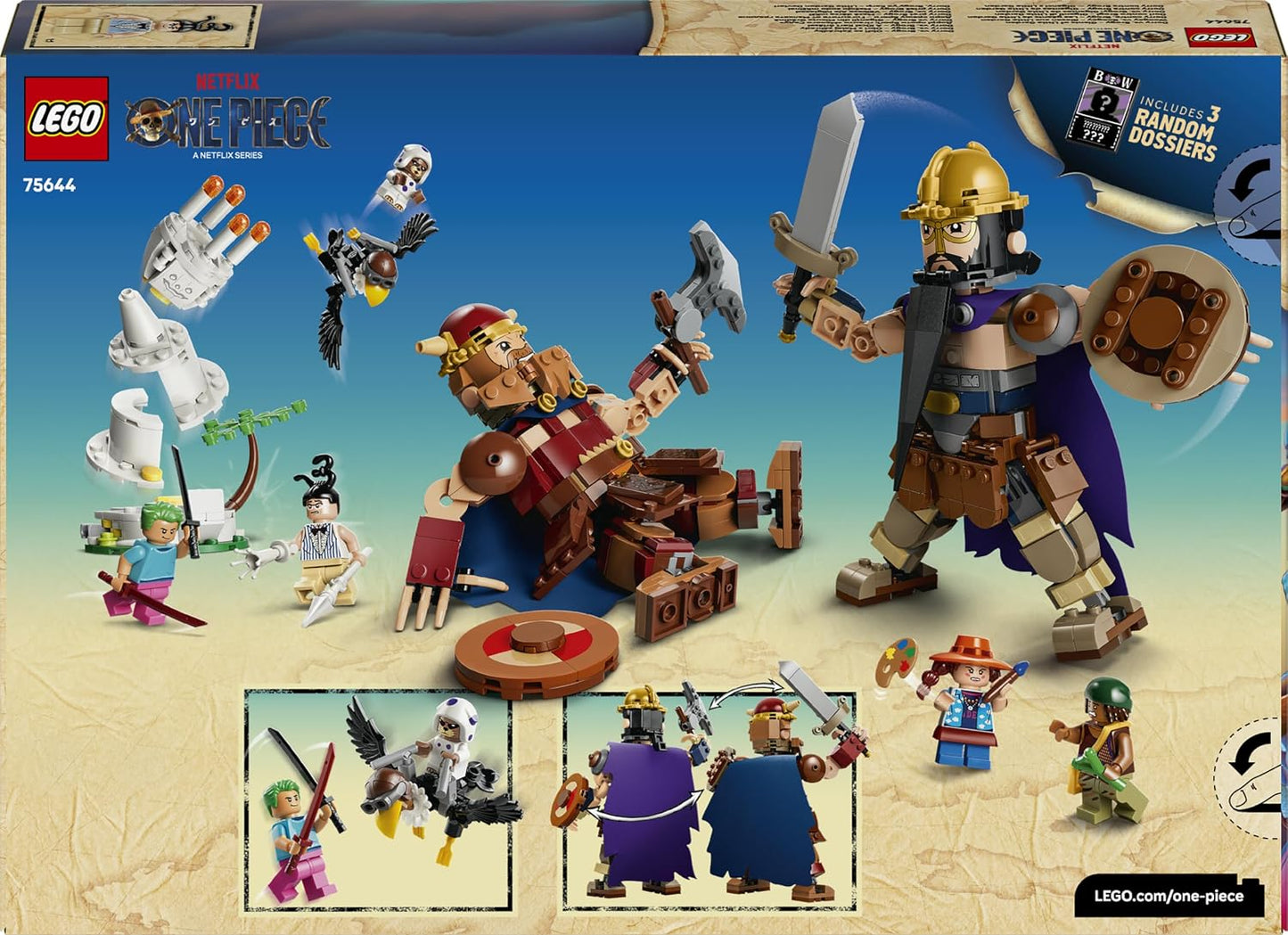 LEGO ONE PIECE Dorry vs. Brogy – Gigantes de Little Garden – Brinquedo Interativo com 2 Figuras de Ação e 5 Minifiguras – Presente para Meninos, Meninas e Fãs a partir de 9 Anos – 75644