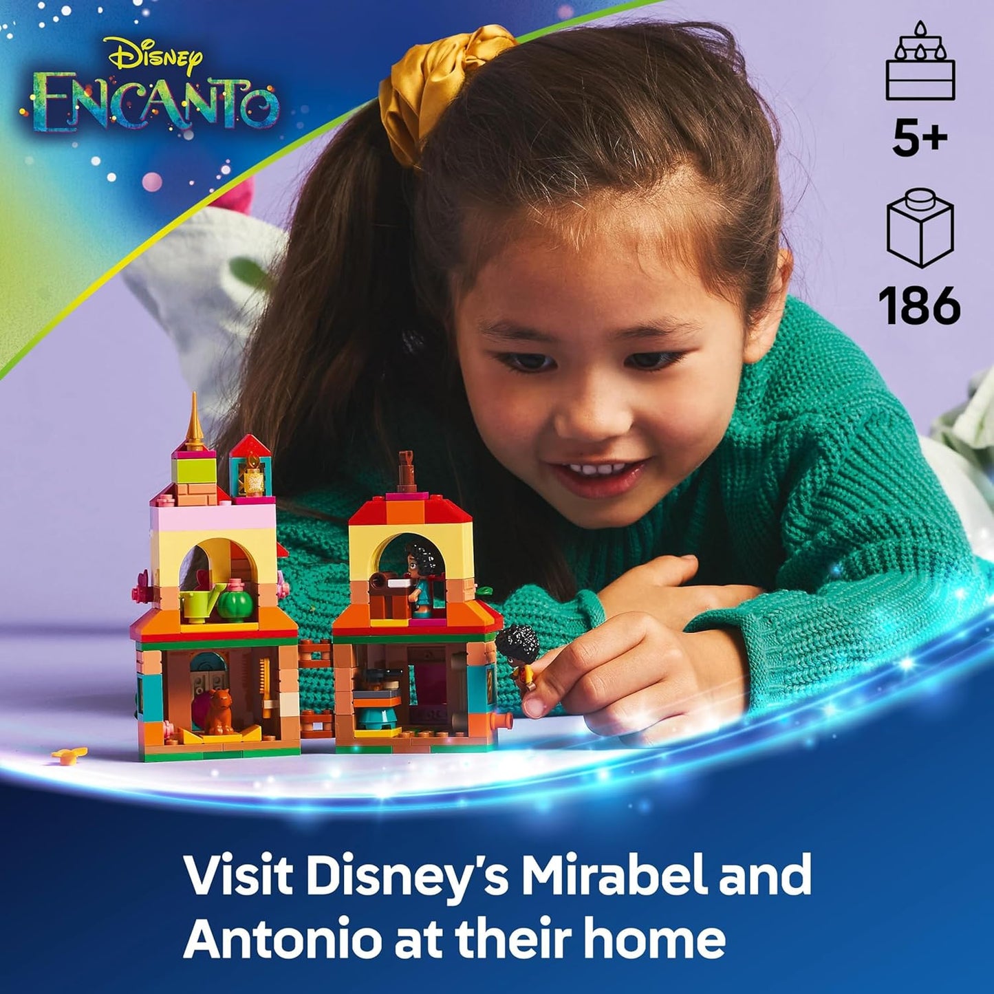 LEGO ǀ Disney Encanto Mini brinquedo de construção de casa para meninas a partir de 5 anos, conjunto inclui micro bonecos Mirabel e Antonio Madrigal, uma figura de capibara e uma chave