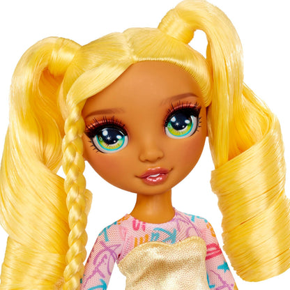 Boneca Rainbow High My Fashion Style - Sunny - Boneca Fashion Amarela de 28cm com Roupa Estilosa e Bolsa Elegante, Brincalhona, Articulada, Colecionável, Para Crianças de 4 a 12 Anos ou Mais