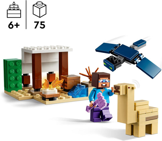 LEGO Minecraft Expedición al Desierto de Steve, juguetes de construcción para niños, niños y niñas a partir de 6 años, juego de bioma con casa, animales de juguete y figuras, regalo para jugadores 21251