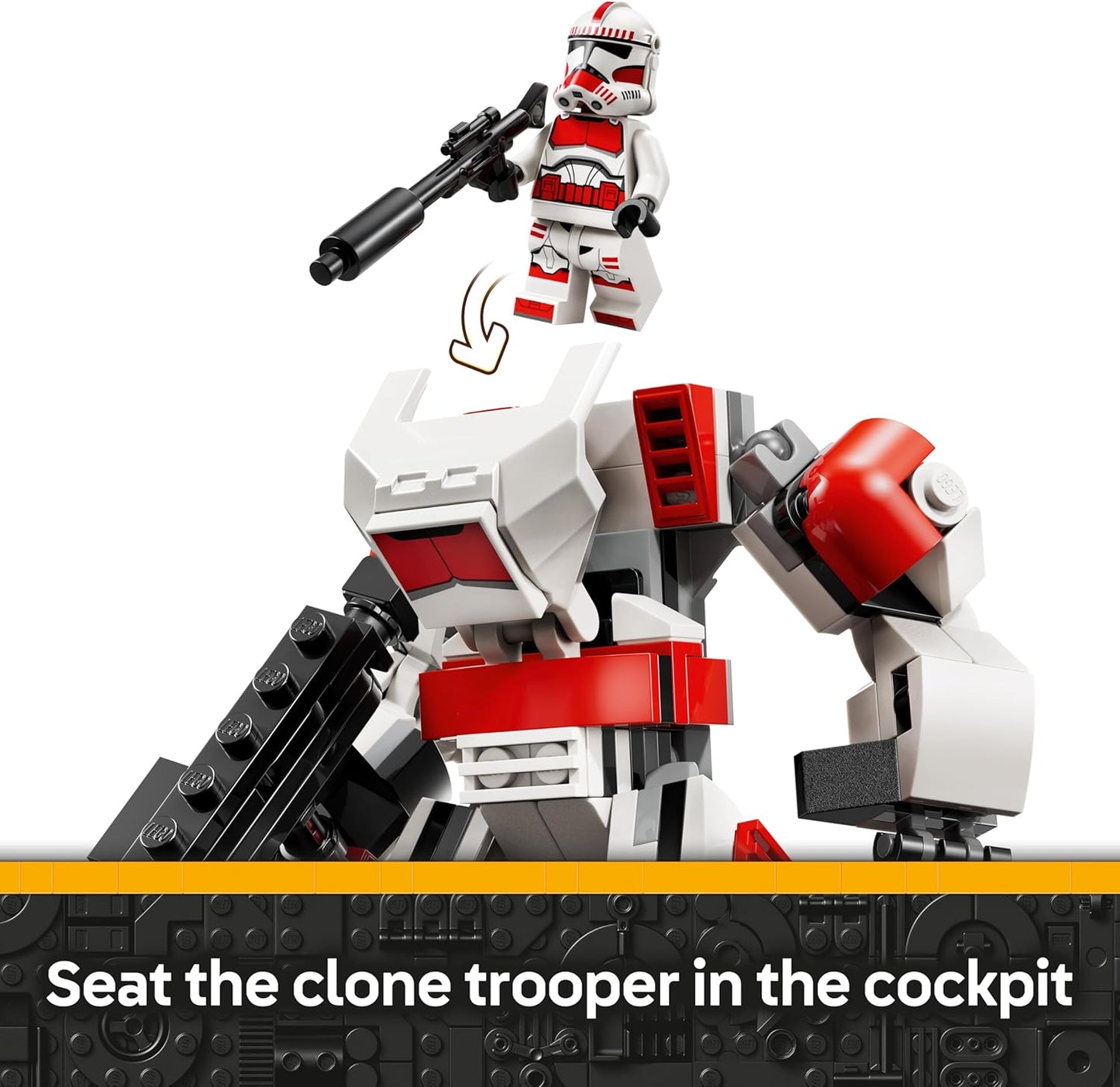 LEGO Star Wars 75448 Clone Shock Trooper Mech - Figura de ação articulada com rifle blaster e minifigura - Presente colecionável para meninos e fãs a partir de 6 anos