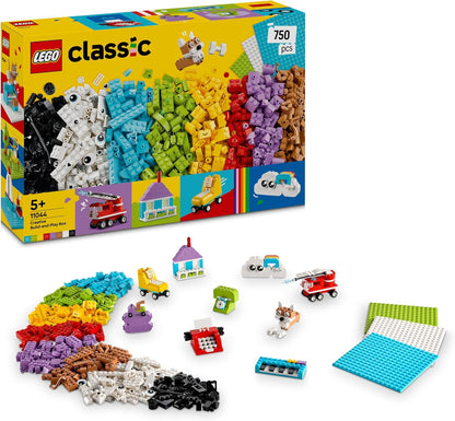 LEGO Classic Caixa Criativa de Construção e Brincadeira - Conjunto de Peças Coloridas - Construa uma Casa, um Caminhão de Bombeiros, um Teclado de Piano, Nuvens e um Arco-Íris - Kit de Artes e Ofícios para Meninos e Meninas a partir de 5 Anos - 11044