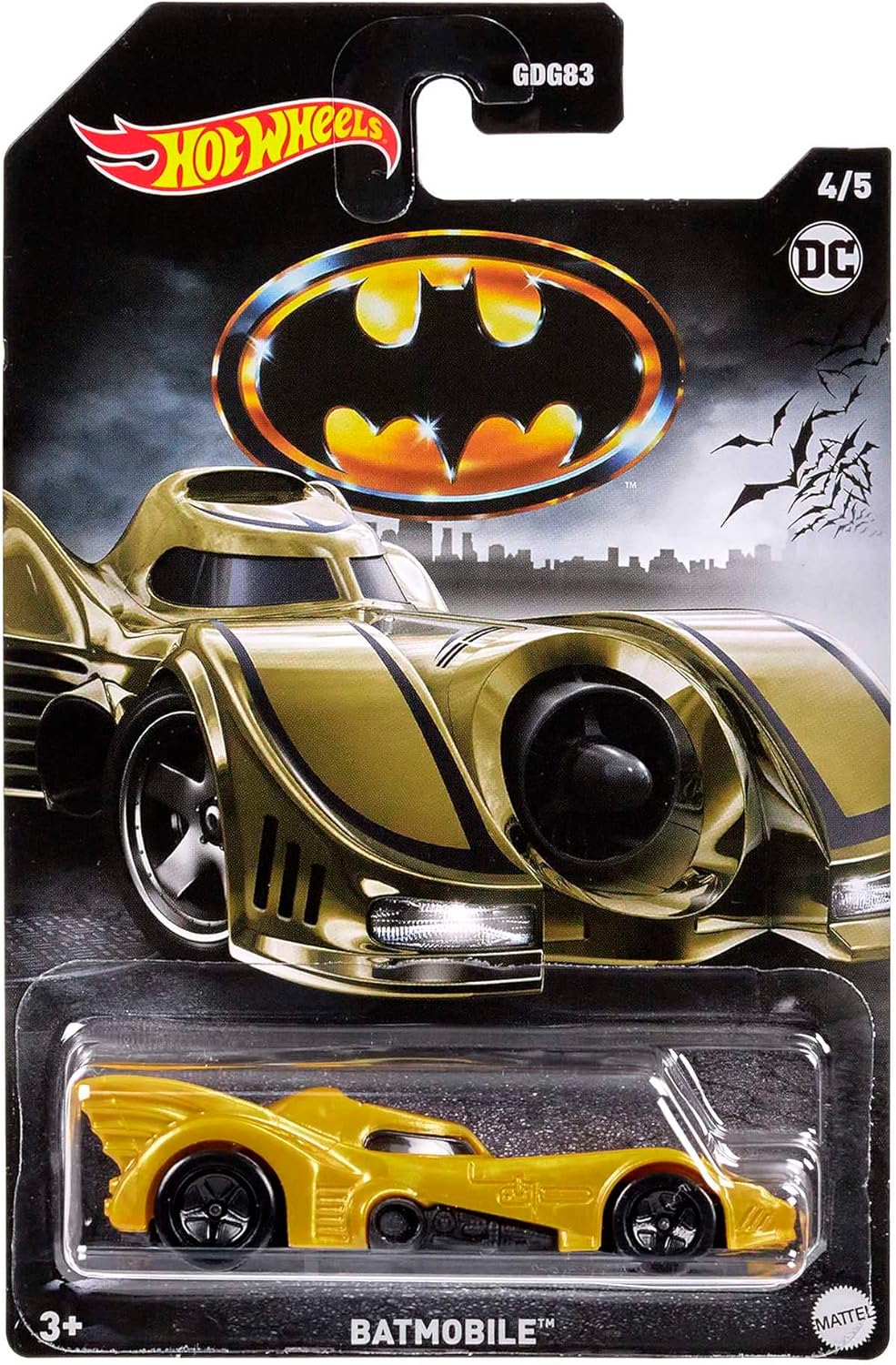 Hot Wheels Batmóvel, 1 carrinho de brinquedo em escala 1:64, veículo colecionável do Batmóvel da DC, brinquedo para fãs do Batman e crianças, HMV72 (modelos sortidos)
