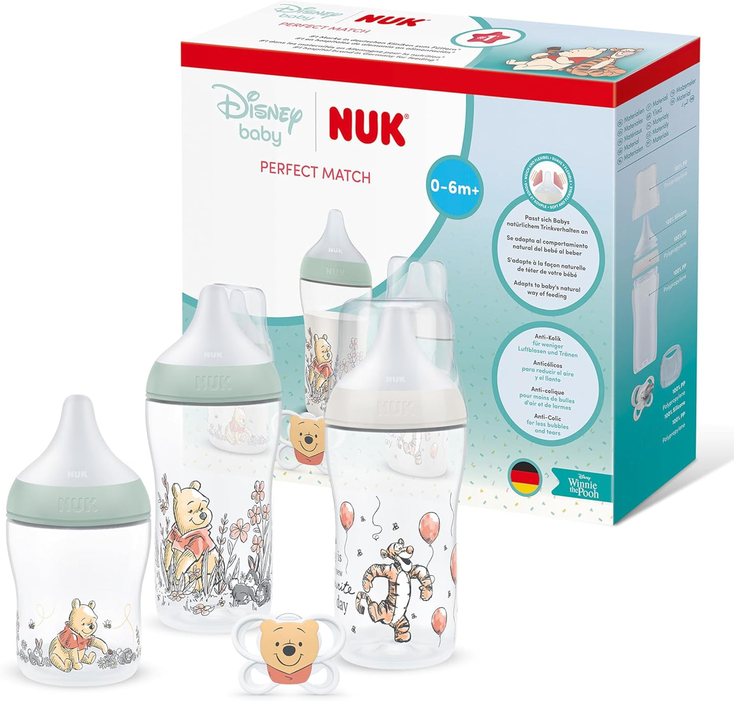 Nuk Disney Kit de Biberones, Vaso de Entrenamiento y Chupetes - 7 artículos 