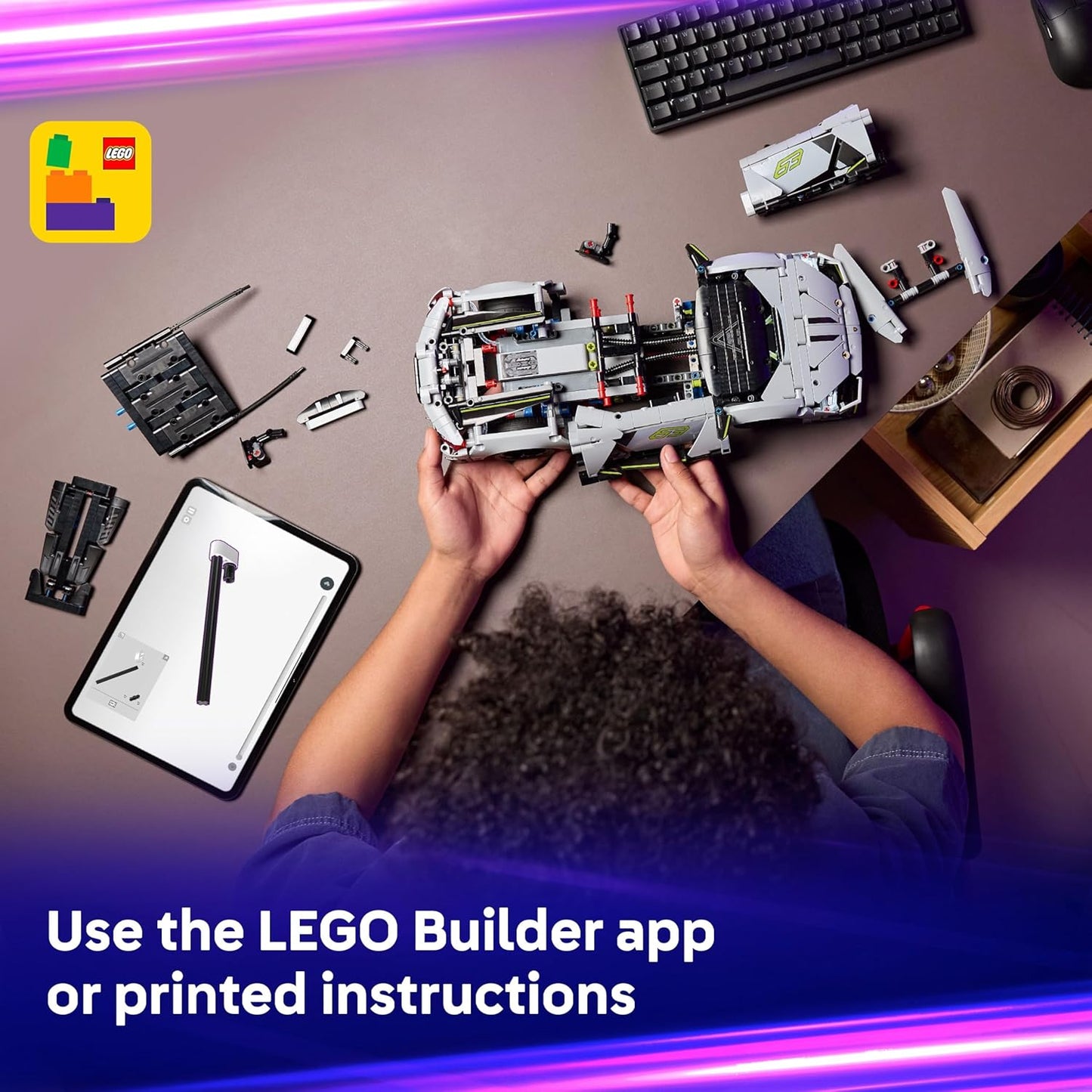 LEGO Technic Lamborghini Revuelto Super Sports Car Toy - Modelo de carro controlado remotamente com luzes, direção e um hub de bateria recarregável - Presente para meninos a partir de 10 anos - 42214