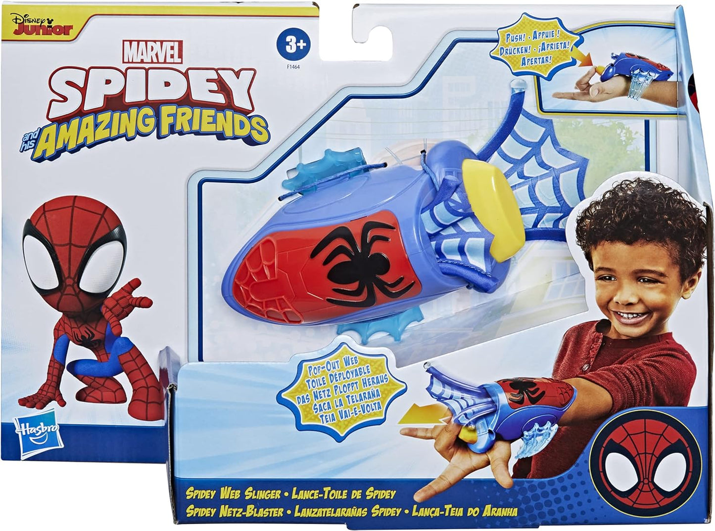 SPIDEY AND HIS AMAZING FRIENDS Marvel Spidey Web Slinger, brinquedo montado no pulso, teia de tecido que se estende e retrai, crianças a partir de 3 anos