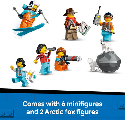 Conjunto de Trem Expresso Polar Ártico LEGO City Explorers - inclui um trem de brinquedo com controle remoto, limpa-neve, 22 peças de trilho, 6 minifiguras e função de queda de rochas - Presente para meninos e meninas a partir de 7 anos - 60470