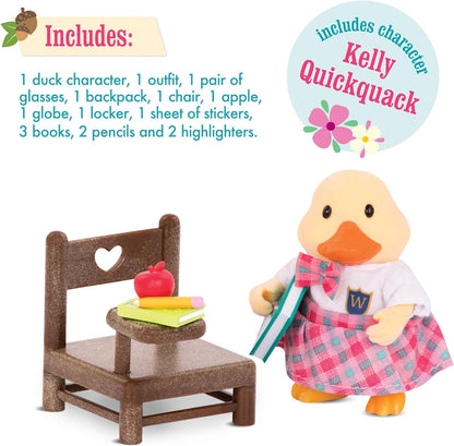 Li'l Woodzeez WZ6705Z Dinossauro, animais Li’l Woodzeez – Conjunto de beliche de 18 peças com móveis e acessórios de quarto – Brinquedos em miniatura e conjuntos de jogos para crianças a partir de 3 anos, Azul, Klein