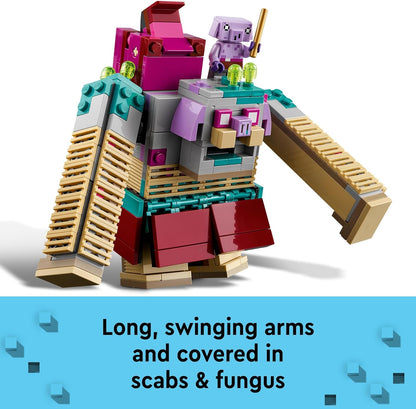 LEGO Conjunto Minecraft Legends The Devourer Showdown com personagens populares, brinquedos de construção para crianças, meninos e meninas de 8 anos ou mais com figuras e espada de diamante, presente para jogadores 21257