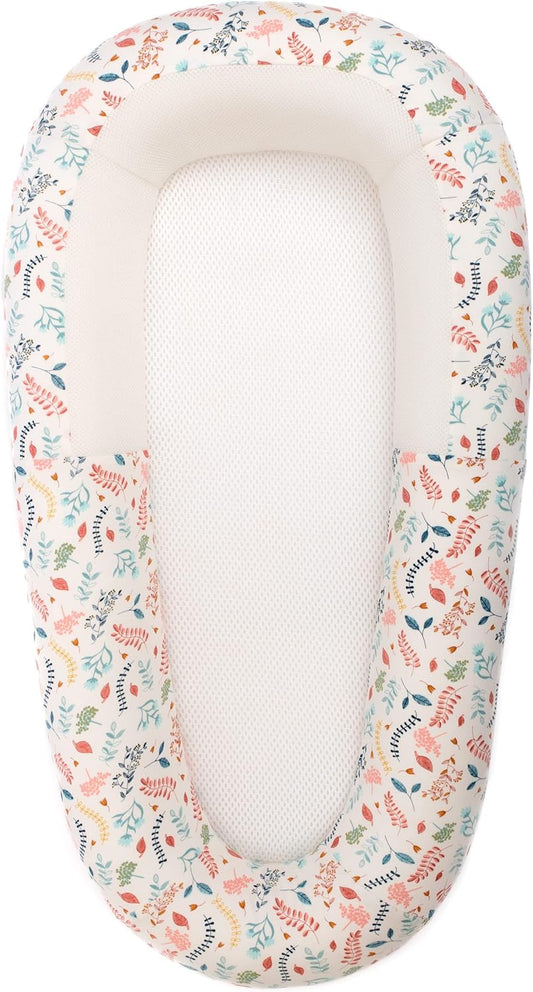 PurFlo Cama de bebê Sleep Tight | Seguro para dormir durante a noite | Alternativa de ninho de bebê totalmente respirável | Itens essenciais para recém-nascidos | Botanical de 0 a 8 m