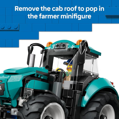 LEGO City Trator de Brinquedo - Kit de Construção de Modelo de Veículo Agrícola com Minifigura de Fazendeiro - Ideia de Presente de Aniversário para Meninos a partir de 6 Anos e Fãs de Engenharia - 60498