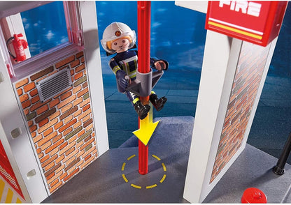 Playmobil 9462 Estação de Bombeiros City Action com Alarme de Incêndio, Bombeiro e Helicóptero de Brinquedo, Brinquedo Divertido para Brincar de Faz de Conta, Conjunto Adequado para Crianças a partir de 4 Anos