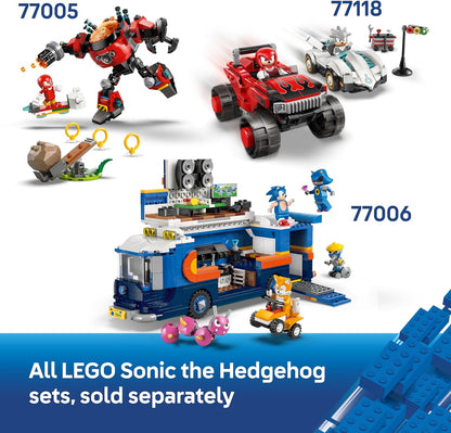 LEGO Sonic the Hedgehog: Sonic Speedster Lightning - Carro de Corrida de Brinquedo com Minifigura, Esmeralda do Caos e 3 Anéis Dourados - Presente Gamer para Meninos e Meninas a partir de 7 Anos - 77117