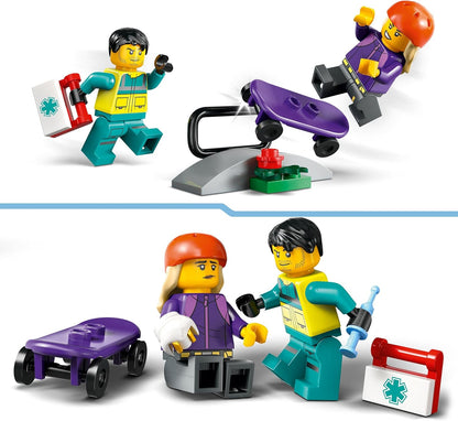 LEGO Brinquedo de ambulância de emergência City com 2 minifiguras - brinquedos educativos de aprendizagem para meninos e meninas de mais de 5 anos - ideias de presentes para aniversários e feriados