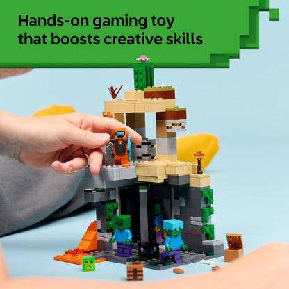 LEGO Minecraft Masmorra Zumbi - Brinquedo Interativo com Minifigura de Andarilho, 3 Figuras de Zumbis, Slime e Mesa de Artesanato - Presente Gamer para Meninos e Meninas a partir de 8 Anos - 21587