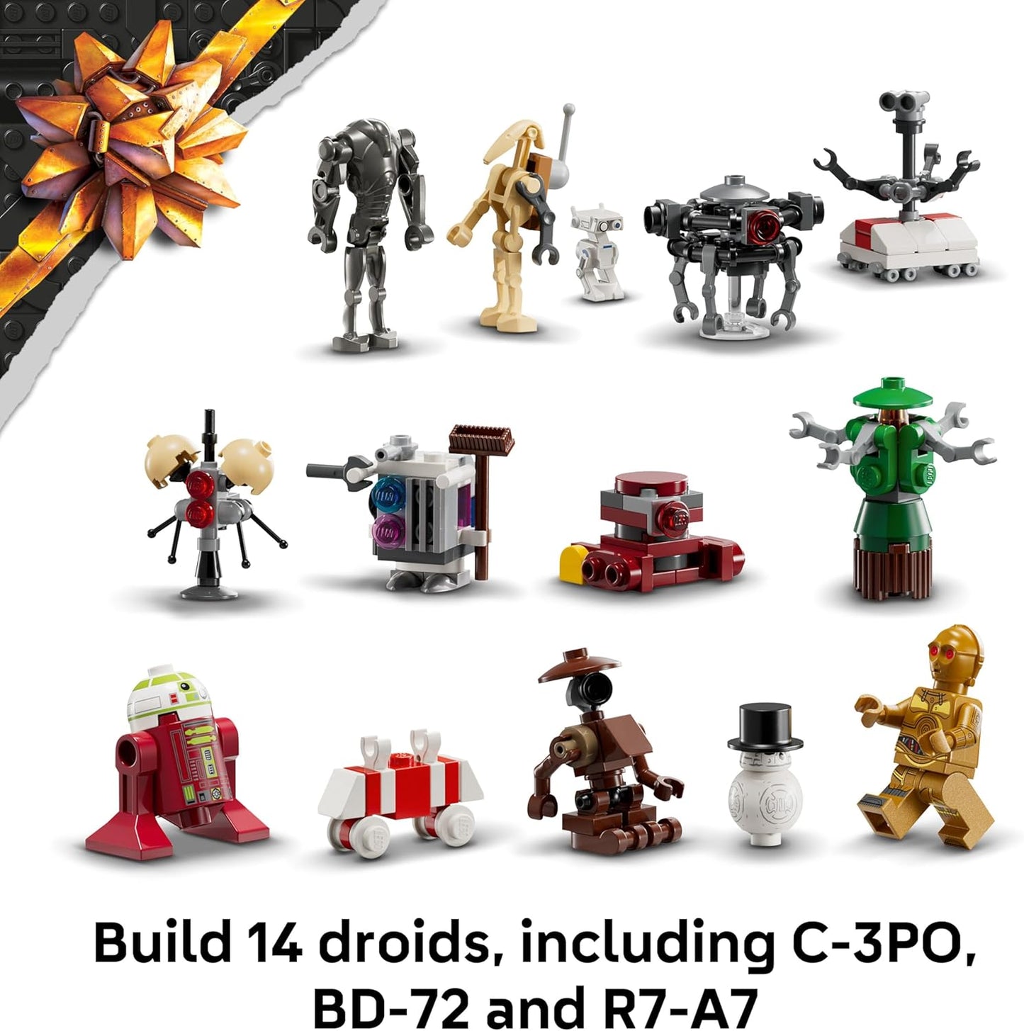 Calendário do Advento LEGO Star Wars 2025 para meninos a partir de 6 anos - Brinquedo de contagem regressiva para o Natal com 24 surpresas, incluindo 2 minifiguras e 5 figuras de droides - Ideia de presente - 75418