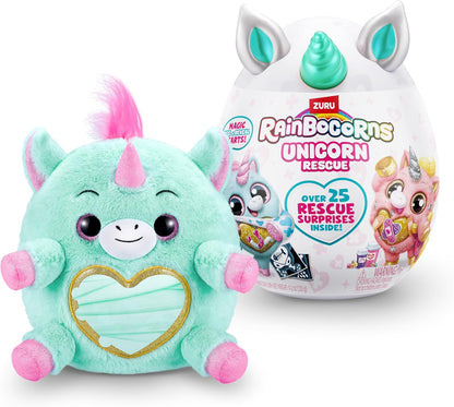 Rainbocorns Unicorn Rescue Surprise, Disco - Pelúcia colecionável - Ovo gigante, mais de 25 surpresas dentro, 35 cm, bicho de pelúcia fofinho, anéis, adesivos, acessórios vestíveis (unicórnio disco)