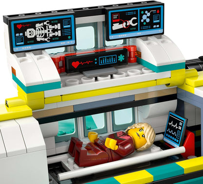 LEGO City - Avião de brinquedo com ambulância aérea de emergência - Modelo de avião médico - 3 minifiguras incluindo um médico e um piloto, além de uma motoneve, maca e ferramentas, presente para meninos a partir de 6 anos - 60465