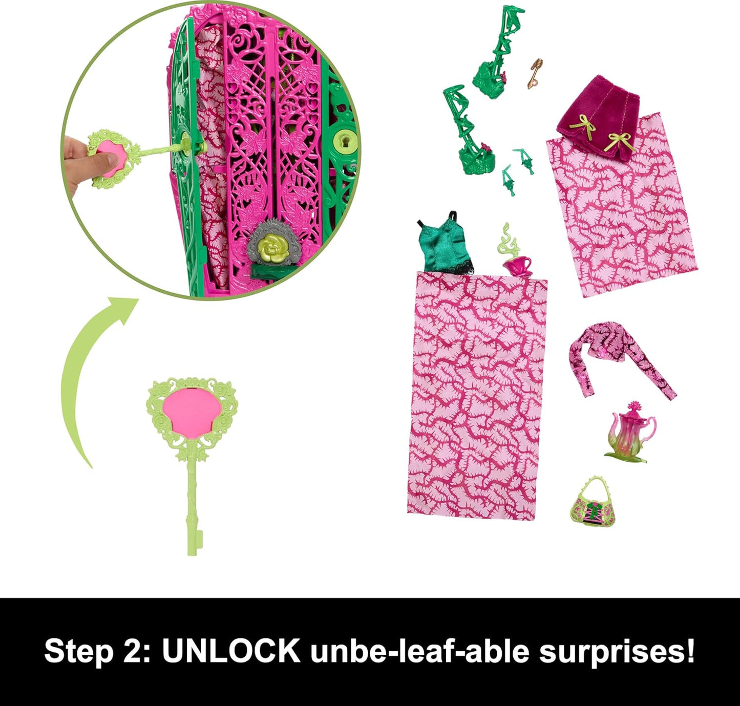 Monster High Boneca e acessórios Skulltimate Secrets, Garden Mysteries Venus McFlytrap com guarda-roupa revelador e mais de 19 surpresas para festa do chá, como roupas, HYT75