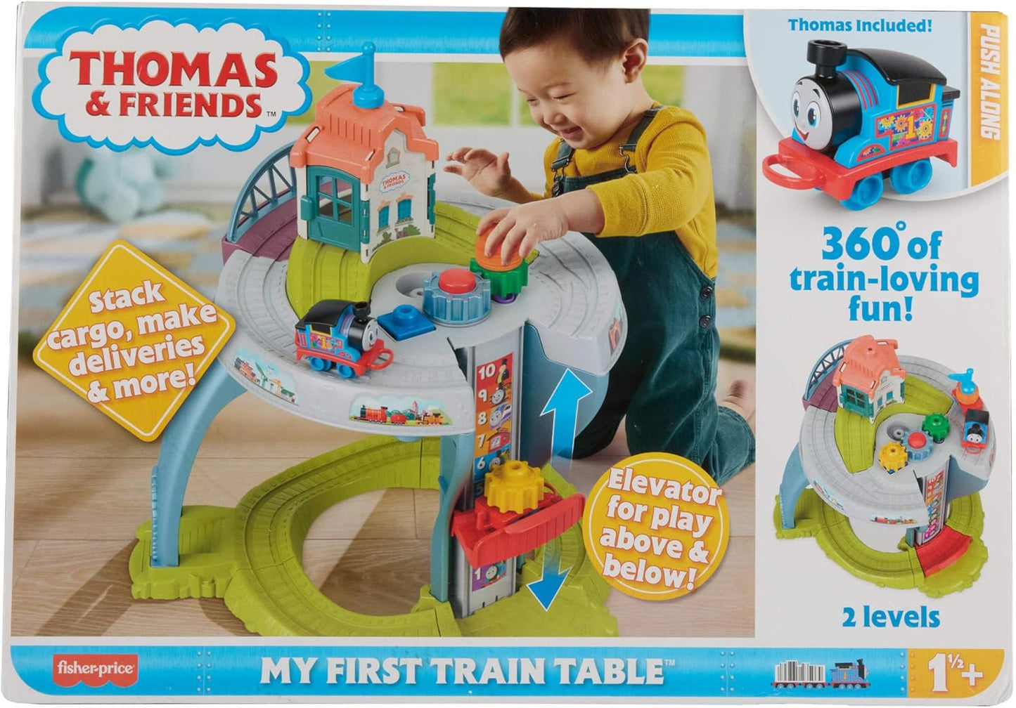 Thomas & Friends Brinquedo Infantil: Minha Primeira Mesa de Trem com Trilhos, Empilhamento de Carga e Atividades de Coordenação Motora Fina para Crianças a partir de 18 Meses, JDD70