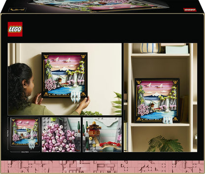 LEGO Art Paisagem de Cerejeiras Japonesas em Flor - Kit de Modelo em Miniatura DIY para Adultos - Arte de Parede 3D em Moldura Caixa com Monte Fuji, Sakura e Cachoeira Texturizada - Ideia de Presente - 31218