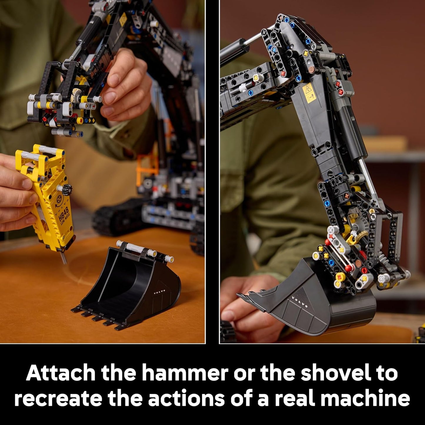 LEGO Technic Escavadeira Híbrida Volvo EC500 - Kit de Modelo de Veículo de Construção Motorizado para Adultos - Inclui Braço Articulado e Esteiras, além de Ferramentas de Martelo e Pá - Ideia de Presente - 42215
