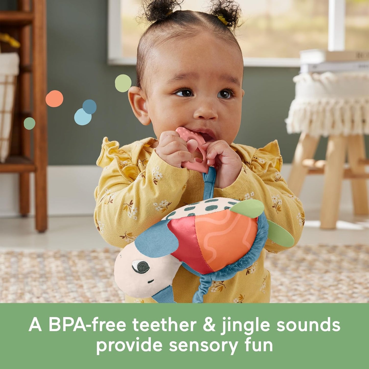 Fisher-Price Tapete de atividades Baby Planet Friends Roly-Poly, brinquedo para carrinho de bebê Planet Friends Sea Me Bounce Turtle, mordedor sensorial Planet Friends All Ears Lovey, brinquedo sensorial Planet Friends Spotting