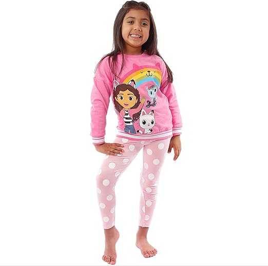 DREAMWORKS GABBY'S DOLLHOUSE Conjunto de moletom e leggings para meninas | Conjunto coordenado Pandy Paws e Mercat | Roupas e conjuntos para meninas | Idades de 3 a 10 anos | Produto oficial da Gabby