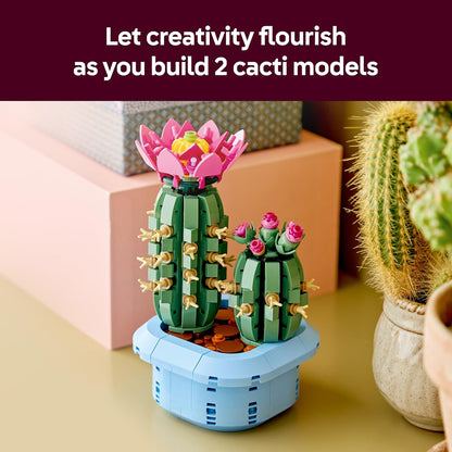 LEGO Botanicals Cacto Florido - Conjunto de Plantas Artificiais em Vaso com 2 Cactos e Flores Artificiais - Decoração DIY para Quarto - Presente de Aniversário para Meninas a partir de 9 Anos e Amantes de Plantas Adultos - 11509