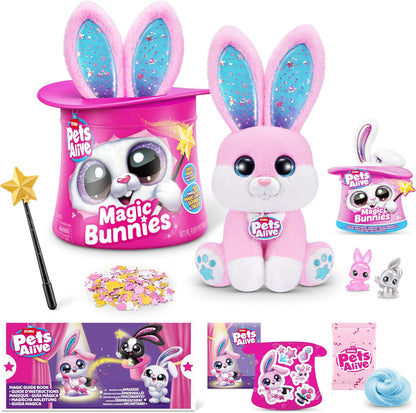 Pets Alive Magic Bunnies Pink Bunny (Candy) da ZURU, brinquedo mágico de pelúcia eletrônico surpresa, bichinho robótico e brincadeira interativa para crianças com 30 recursos diferentes