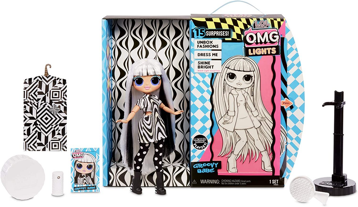 LOL Surprise Bonecas da moda colecionáveis - com 15 surpresas, roupas e acessórios - Groovy Babe - OMG Lights Series